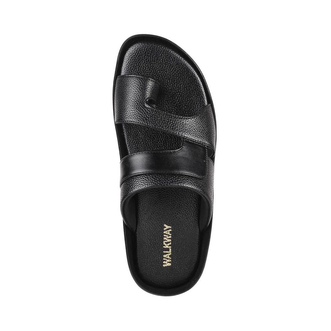 Buy Men Black Casual Slippers Online | Walkway Shoes