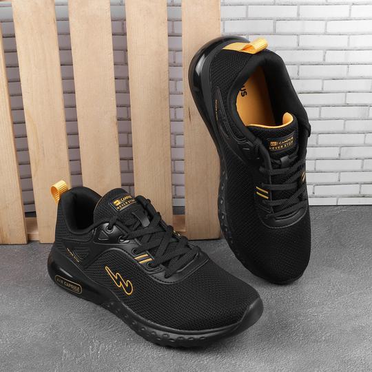 Campus Men Black Sports Walking Shoes