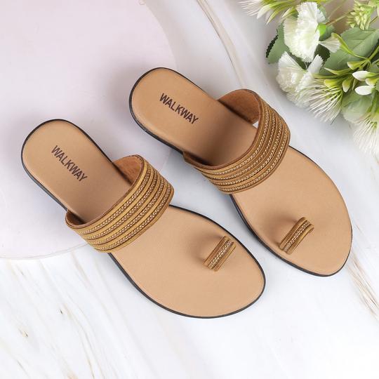 Walkway Women Rose-gold Ethnic Slip Ons