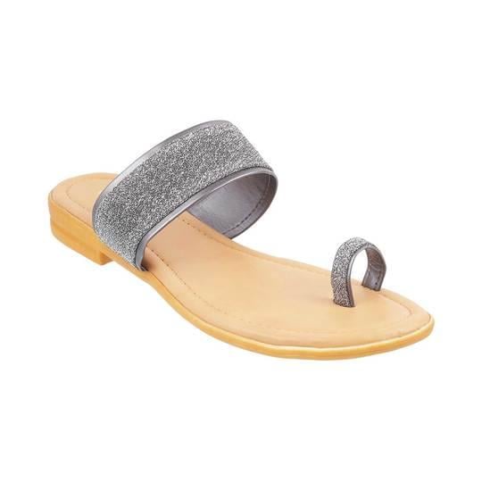 Walkway Women Silver Ethnic Slip Ons