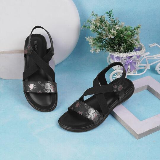 Walkway Women Black Casual Sandals