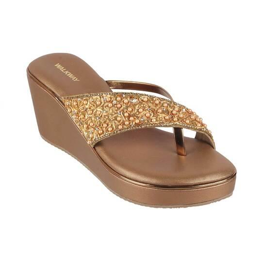 Walkway Women Antic-gold Party Slip Ons