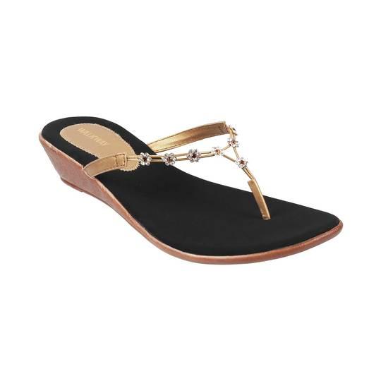 Walkway Women Antique-Gold Party Slip Ons