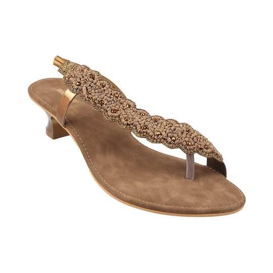 Walkway Women Antique-Gold Ethnic Sandals