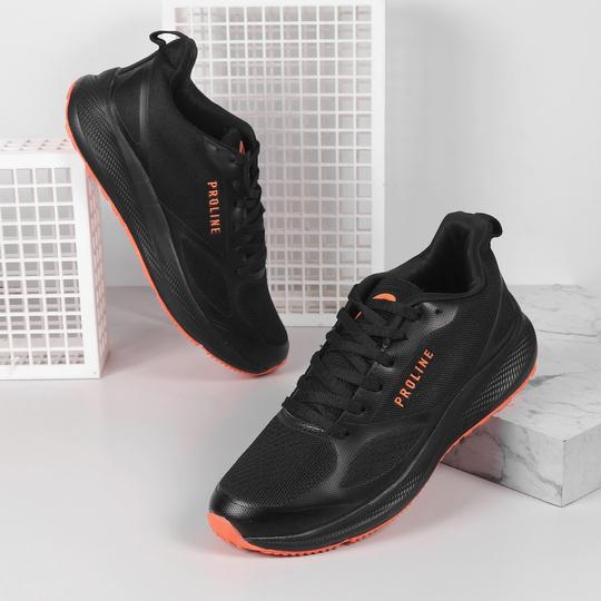 Proline Men Black Sports Walking Shoes